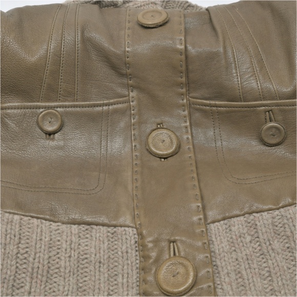 MACKAGE Tan Leather and Wool Ribbing Jacket Size M - Picture 13 of 13